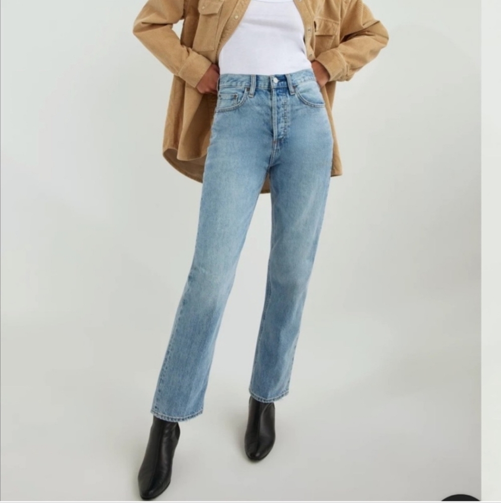 DENIM FORUM The BF High Rise Loose‎ 28L Light Wash Jeans Women's 25 organic